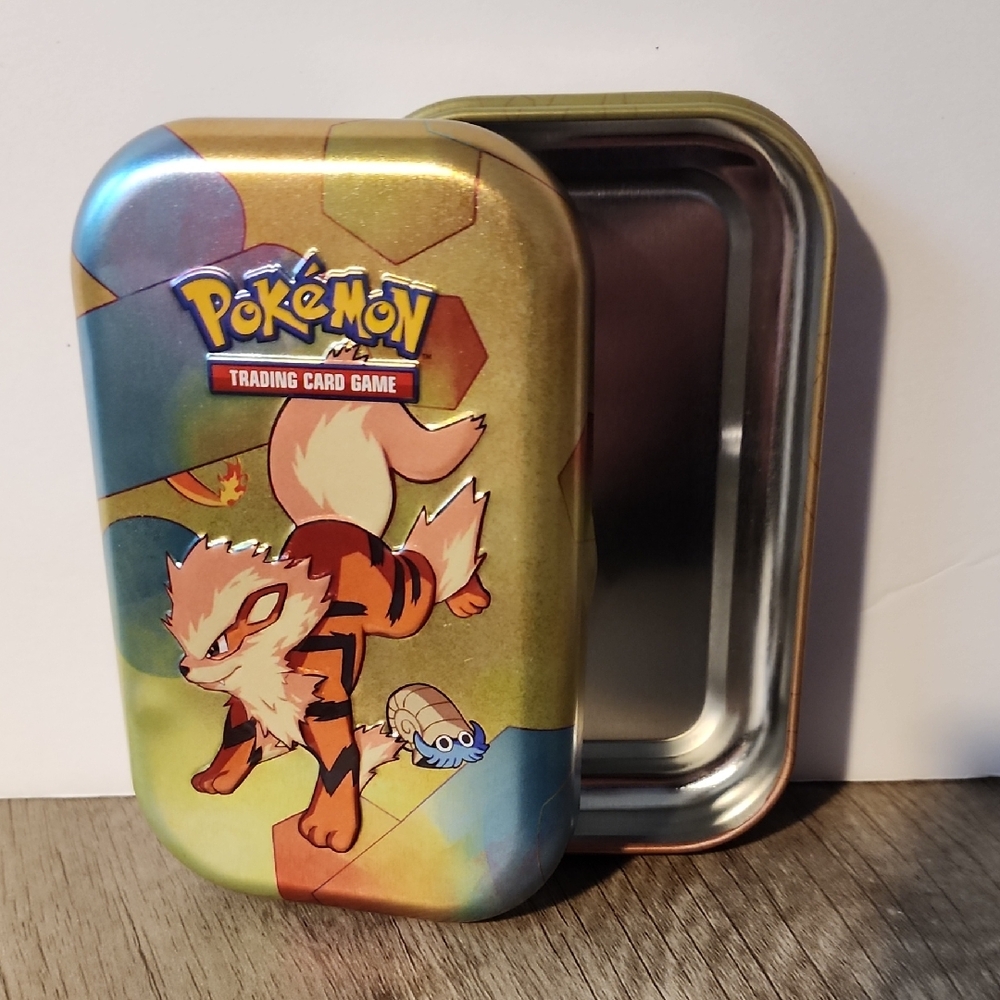 Pokemon Arcanine Gold and Blue Tin